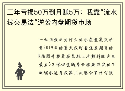 三年亏损50万到月赚5万：我靠“流水线交易法“逆袭内盘期货市场