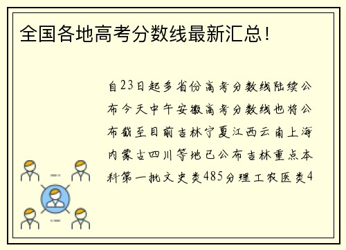 全国各地高考分数线最新汇总！